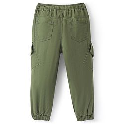 Babyhug Cotton Full Length Solid Joggers With Stretch- Olive