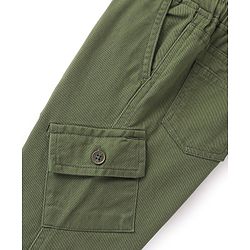 Babyhug Cotton Full Length Solid Joggers With Stretch- Olive
