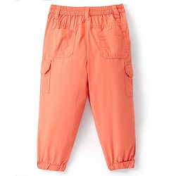 Babyhug 100% Cotton Woven Full Length Solid Colour Trousers - Orange