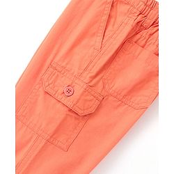 Babyhug 100% Cotton Woven Full Length Solid Colour Trousers - Orange