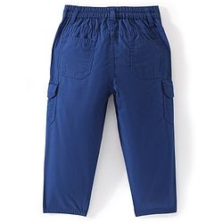 Babyhug 100% Cotton Full Length Woven Trousers - Navy Blue