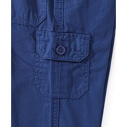 Babyhug 100% Cotton Full Length Woven Trousers - Navy Blue