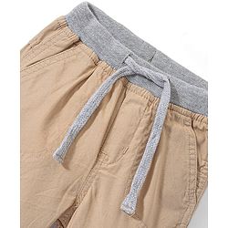 Babyhug Cotton Woven Full Length Solid Colour Trousers - Beige