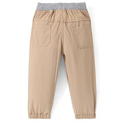 Babyhug Cotton Woven Full Length Solid Colour Trousers - Beige
