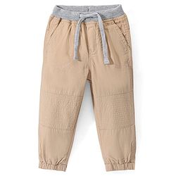 Babyhug Cotton Woven Full Length Solid Colour Trousers - Beige