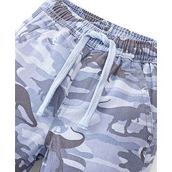 Babyhug Cotton Spandex Woven Full Length Camouflage Jogger Pant - Light Blue
