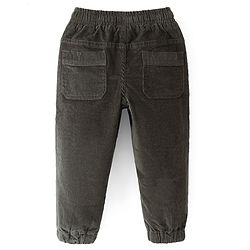 Babyhug Cotton Spandex Full Length Corduroy Pant with Stretch Solid Color - Olive