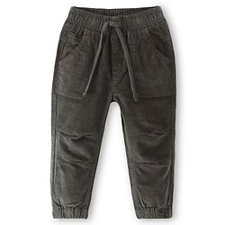 Babyhug Cotton Spandex Full Length Corduroy Pant with Stretch Solid Color - Olive