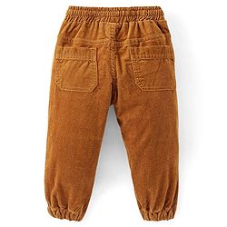 Babyhug Cotton Lycra Full Length Corduroy Pant Solid Color - Mustard