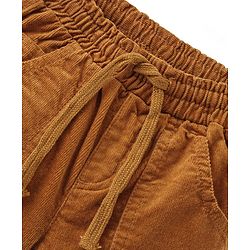 Babyhug Cotton Lycra Full Length Corduroy Pant Solid Color - Mustard