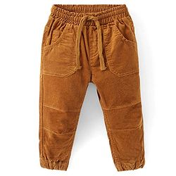 Babyhug Cotton Lycra Full Length Corduroy Pant Solid Color - Mustard