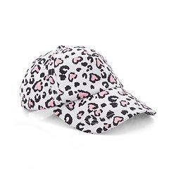 Babyhug Cotton Leopard Print Summer Cap - White & Pink