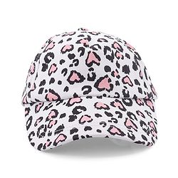 Babyhug Cotton Leopard Print Summer Cap - White & Pink