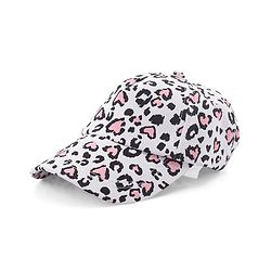 Babyhug Cotton Leopard Print Summer Cap - White & Pink