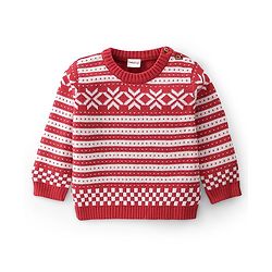 Babyhug Cotton Knit Full Sleeves Sweater Set With Cap - Red