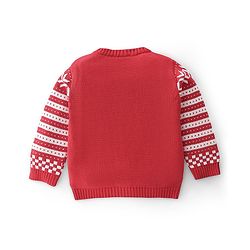 Babyhug Cotton Knit Full Sleeves Sweater Set With Cap - Red