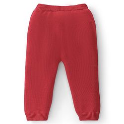 Babyhug Cotton Knit Full Sleeves Sweater Set With Cap - Red