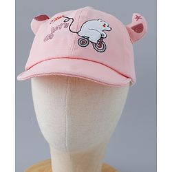 Babyhug Free Size Baseball Cap with Horn Design - Pink