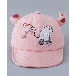 Babyhug Free Size Baseball Cap with Horn Design - Pink
