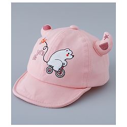 Babyhug Free Size Baseball Cap with Horn Design - Pink