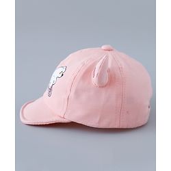 Babyhug Free Size Baseball Cap with Horn Design - Pink