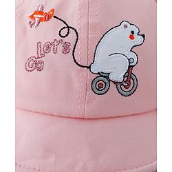 Babyhug Free Size Baseball Cap with Horn Design - Pink