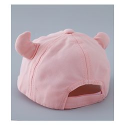 Babyhug Free Size Baseball Cap with Horn Design - Pink