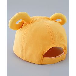 Babyhug Cotton Baseball Cap With Frog Applique - Yellow