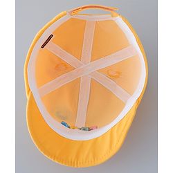 Babyhug Cotton Baseball Cap With Frog Applique - Yellow