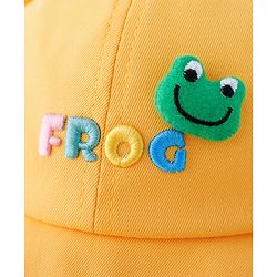 Babyhug Cotton Baseball Cap With Frog Applique - Yellow