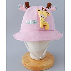 Babyhug Cotton Free Size Bucket Hat with Reindeer Applique - Pink