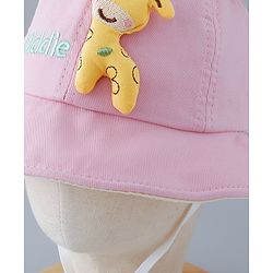 Babyhug Cotton Free Size Bucket Hat with Reindeer Applique - Pink