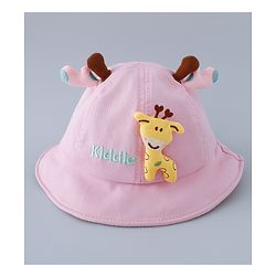 Babyhug Cotton Free Size Bucket Hat with Reindeer Applique - Pink