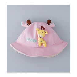 Babyhug Cotton Free Size Bucket Hat with Reindeer Applique - Pink