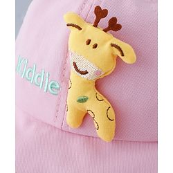Babyhug Cotton Free Size Bucket Hat with Reindeer Applique - Pink