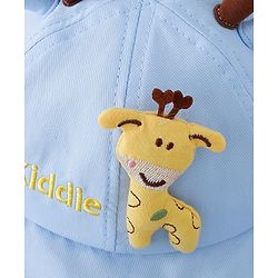 Babyhug Cotton Free Size Bucket Hat with Reindeer Applique - Blue