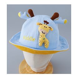 Babyhug Cotton Free Size Bucket Hat with Reindeer Applique - Blue