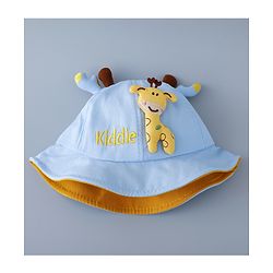 Babyhug Cotton Free Size Bucket Hat with Reindeer Applique - Blue