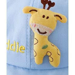 Babyhug Cotton Free Size Bucket Hat with Reindeer Applique - Blue