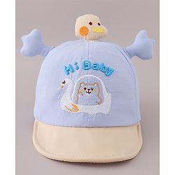 Babyhug Cotton Baseball Cap Bear Embroidery and Duck Design - Yellow