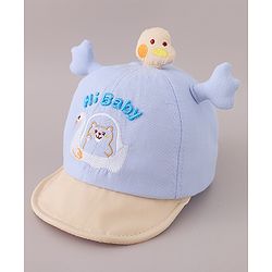 Babyhug Cotton Baseball Cap Bear Embroidery and Duck Design - Yellow