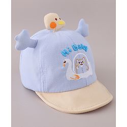 Babyhug Cotton Baseball Cap Bear Embroidery and Duck Design - Yellow