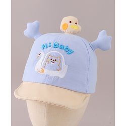 Babyhug Cotton Baseball Cap Bear Embroidery and Duck Design - Yellow