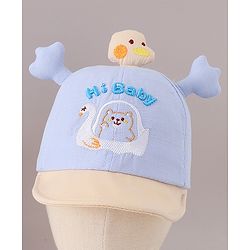 Babyhug Cotton Baseball Cap Bear Embroidery and Duck Design - Yellow