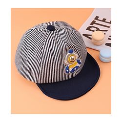 Babyhug Cotton Baseball Summer Cap with Bear Applique - Navy Blue