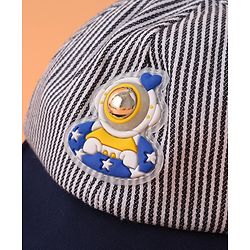 Babyhug Cotton Baseball Summer Cap with Bear Applique - Navy Blue