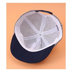 Babyhug Cotton Baseball Summer Cap with Bear Applique - Navy Blue