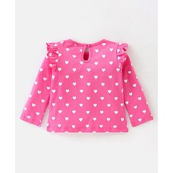 Babyhug 100% Cotton Knit Full Sleeves  Tops with Heart Graphics Pack of 3 -Multicolour
