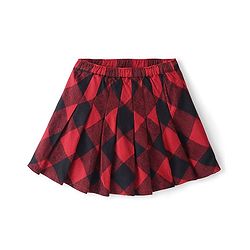 Babyhug Rayon Woven Mid Thigh Length Checks Skirt with Lining - Red