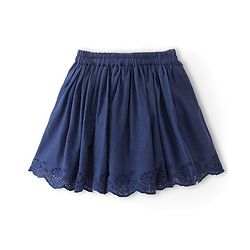 Babyhug Cotton Woven Mid Thigh Length Skirt with Lining & Bow Applique - Navy Blue